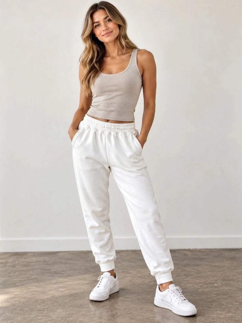 Free People City Stride Sweatpants White Jogger Pants